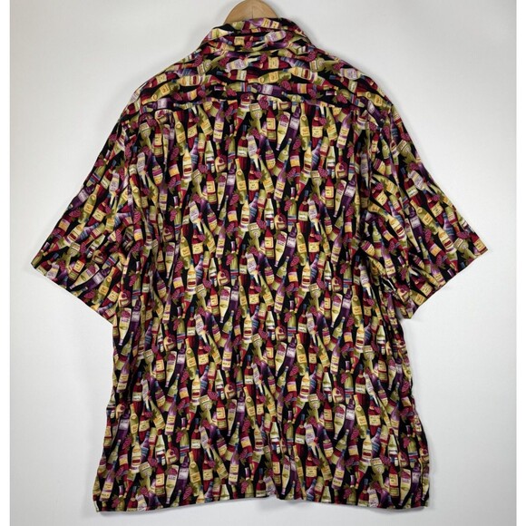 Reyn Spooner Hawaiian Shirt Mens XL Black Wine Bottle Print Tailored in Hawaii - Picture 3 of 10